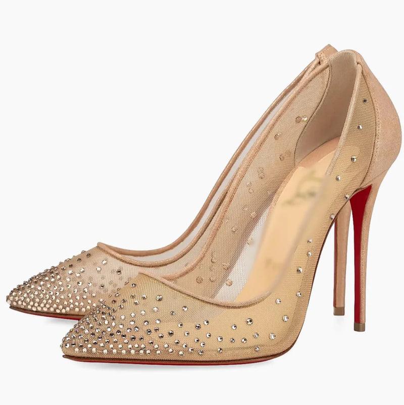 Nude Rhinestone Red Bottom