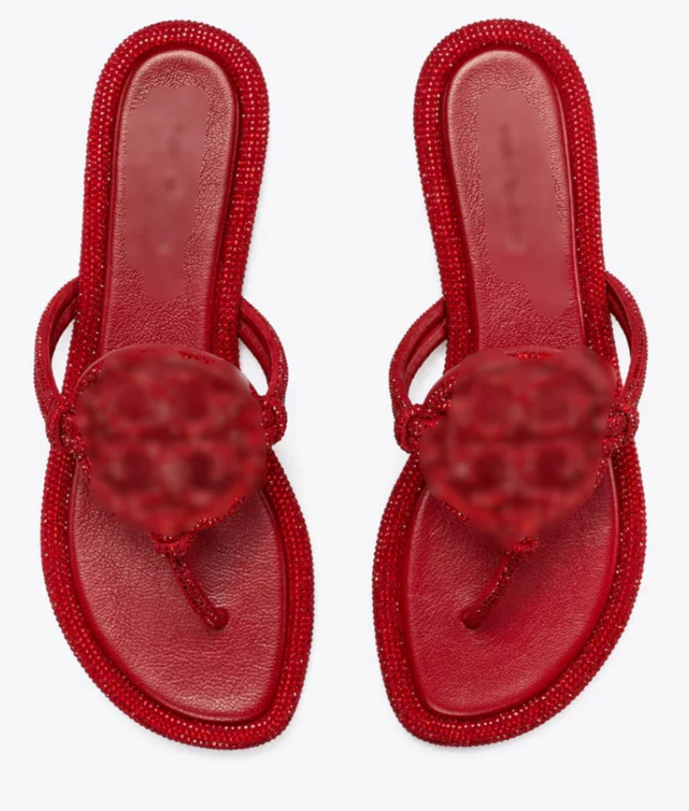 Red Glitter T**y Thong Sandals